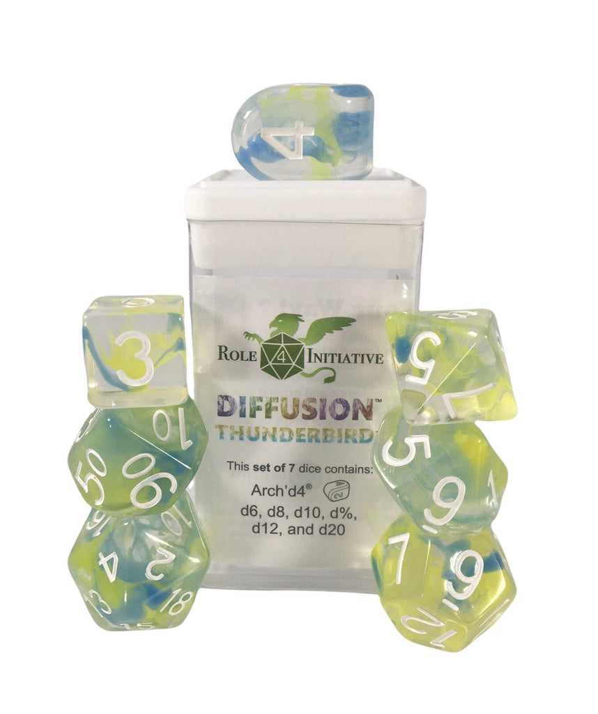 Dice set of 7 w/ Arch'd4 in box