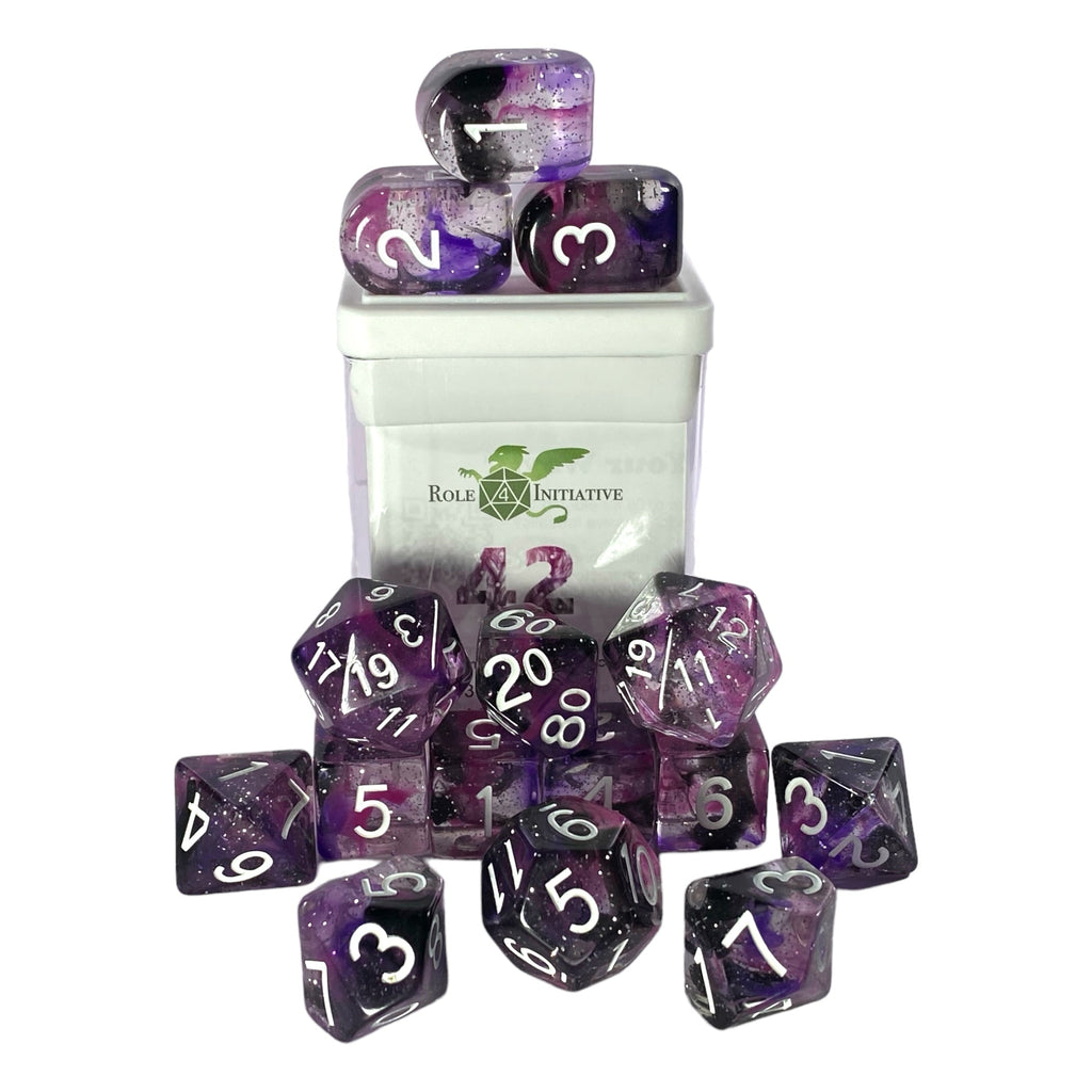 Set of 15 dice w/ Arch'd4 and box