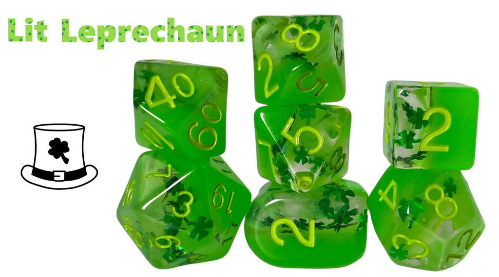 Holi-dice Lit Leprechaun set of 7 w/ symbol