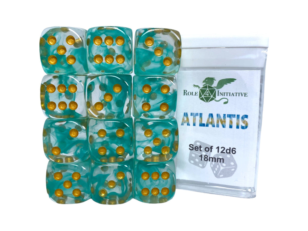 Set of 12d6 18mm w/ pips Diffusion Atlantis