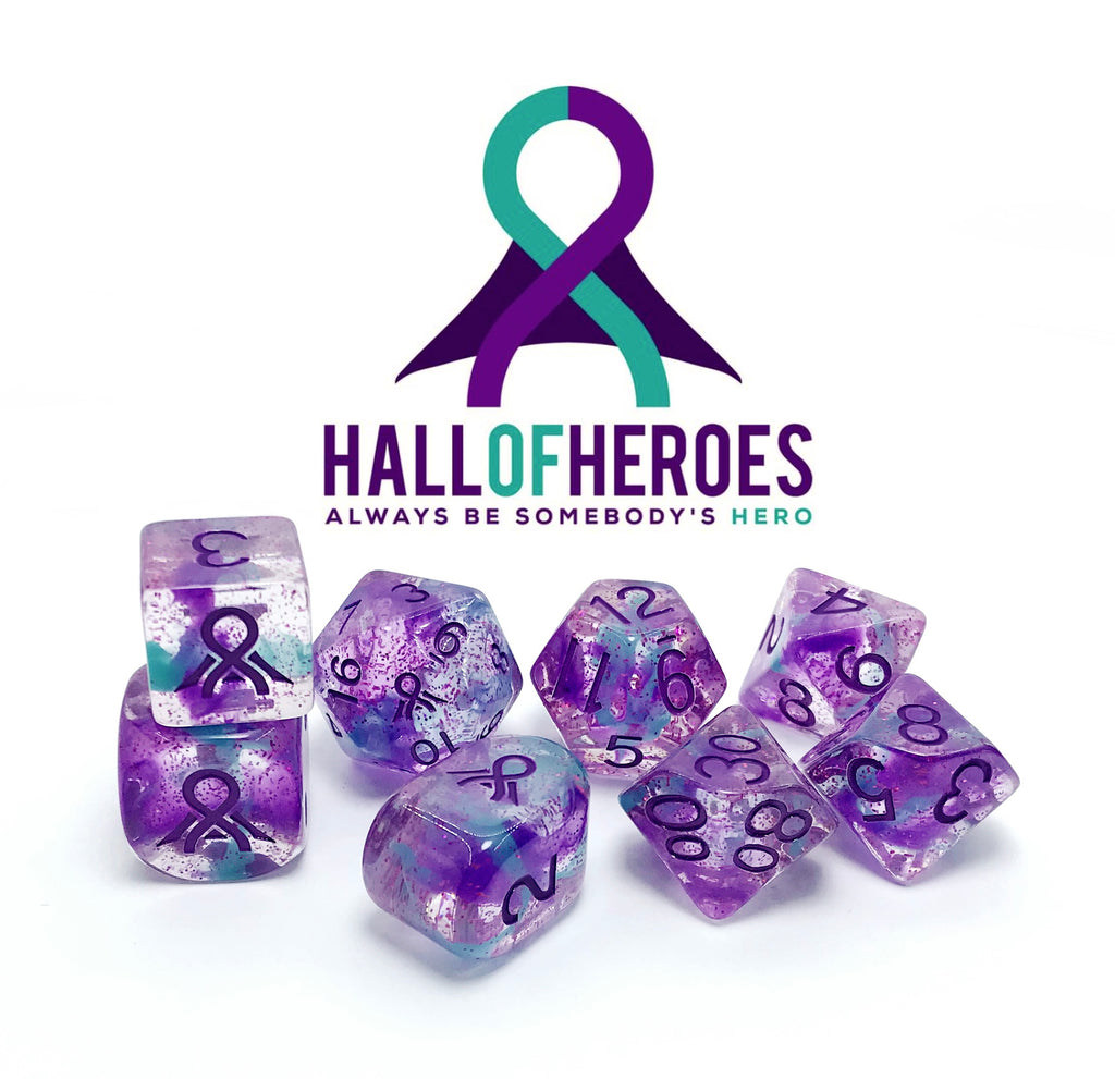 Gen Con Debut of Hall of Heroes '988' dice set and pin!
