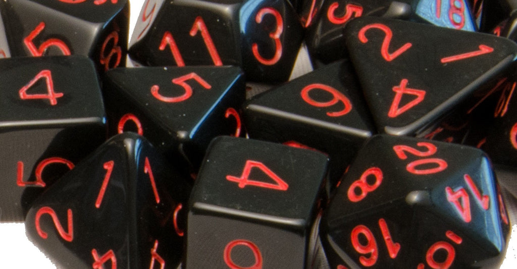 Opaque Black w/ Red Ink Dice