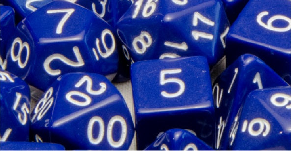 Opaque Dark Blue w/ White Ink Dice – Role 4 Initiative