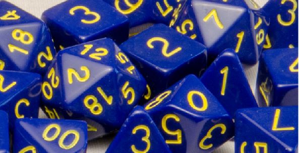 Opaque Dark Blue w/ Yellow Ink Dice