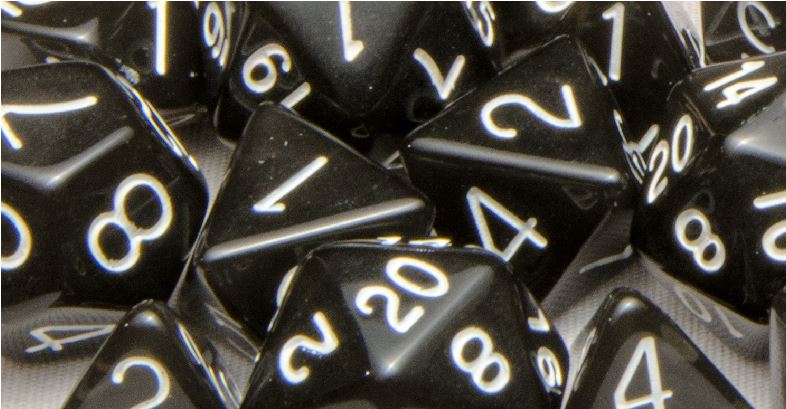 Translucent Black (Smoke) w/ White Ink Dice