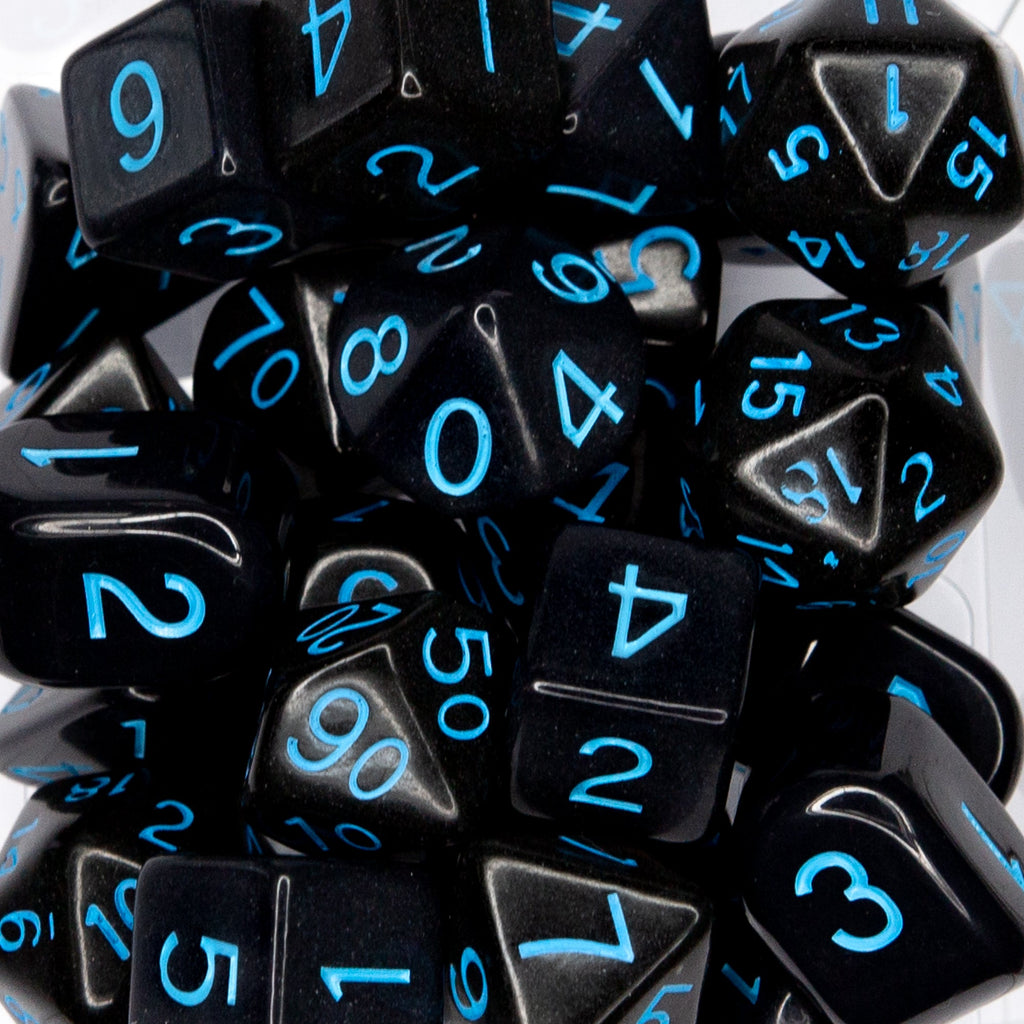 Dice Opaque Black w/ light blue cluster