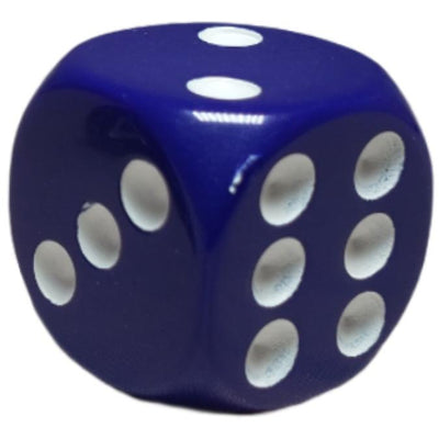 Opaque Dark Blue w/ White Ink  d6 pips 18mm