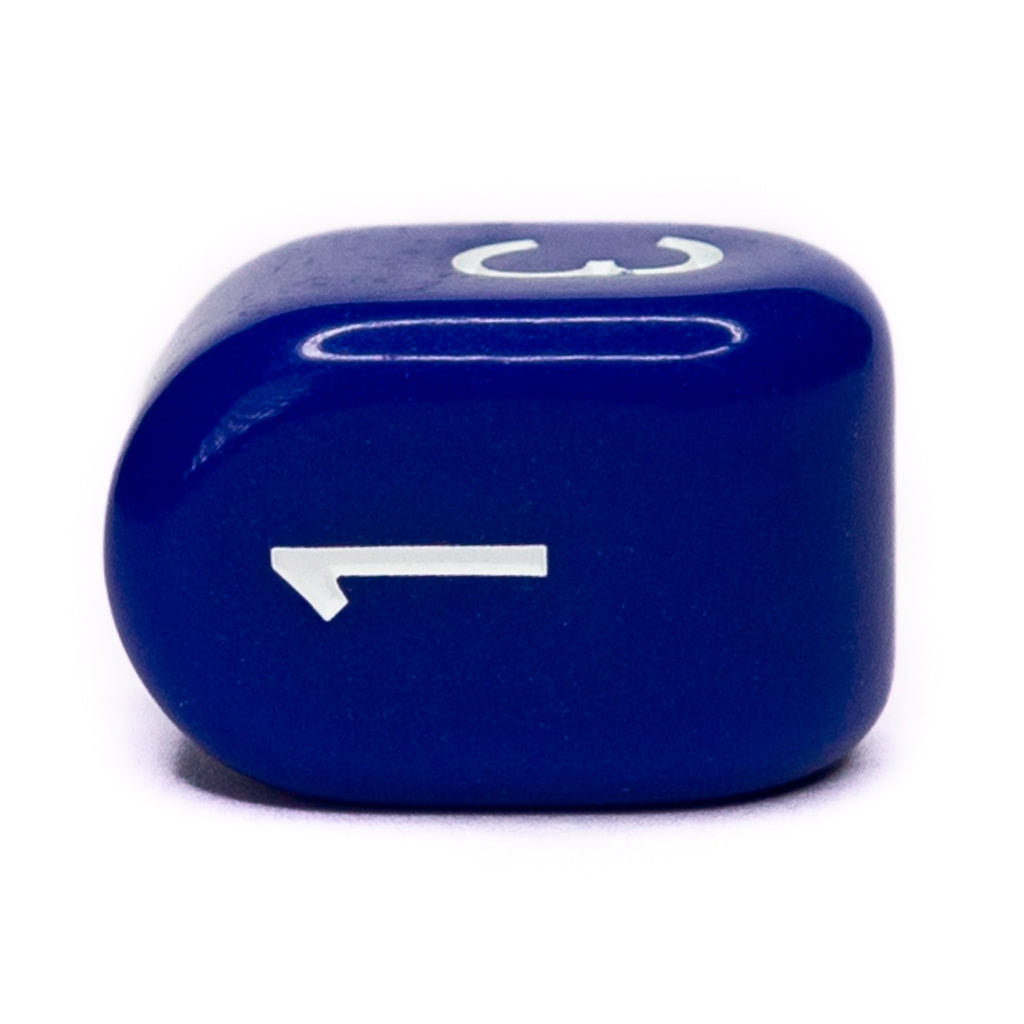 Dice - This modern d4 in Opaque Dark Blue w/ Yellow Ink is optimized for best visibility with numbers on top. The Arch'd4 is easy to pick up and roll too!.