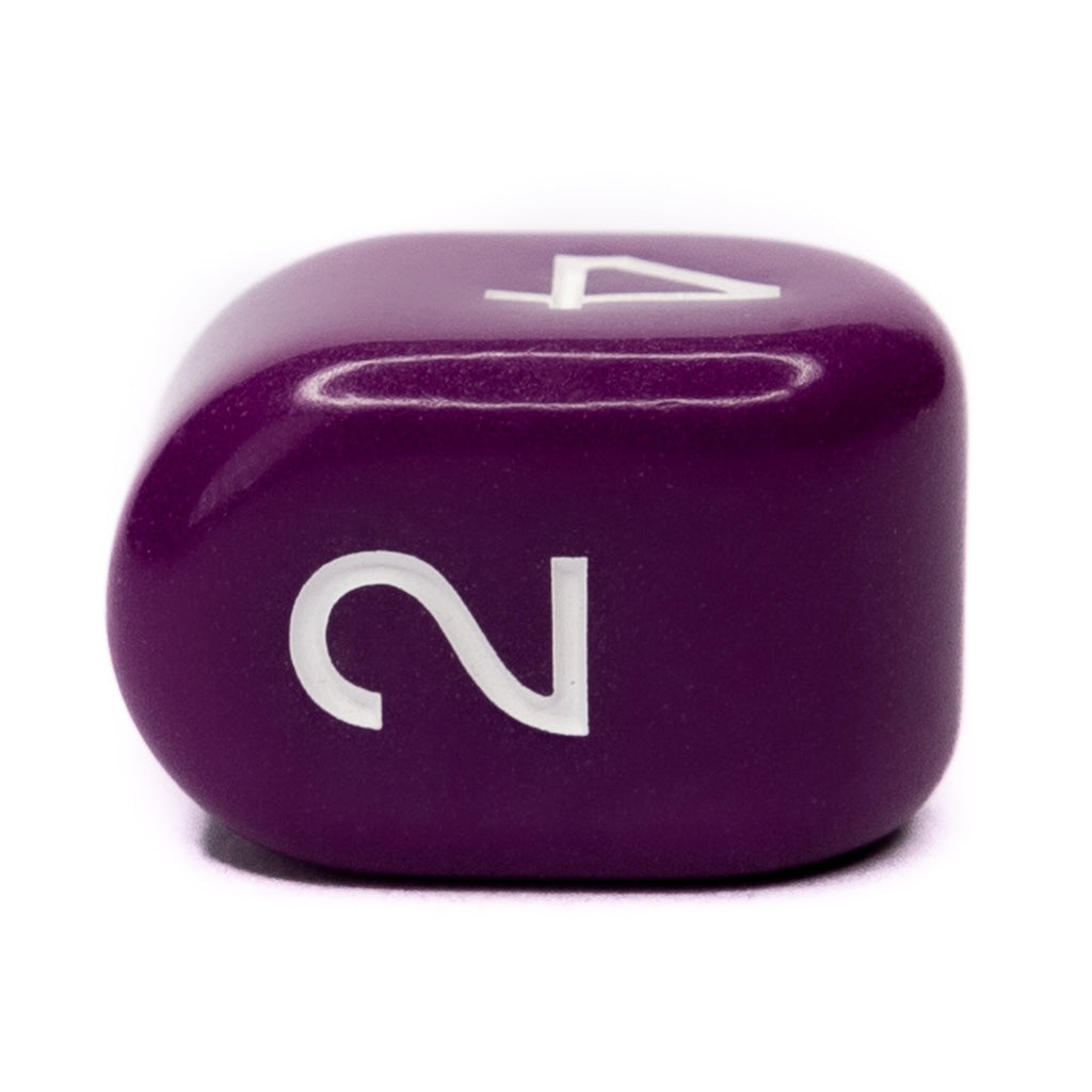 Dice - This modern d4 in Opaque Dark Purple w/ Yellow Ink is optimized for best visibility with numbers on top. The Arch'd4 is easy to pick up and roll too!.