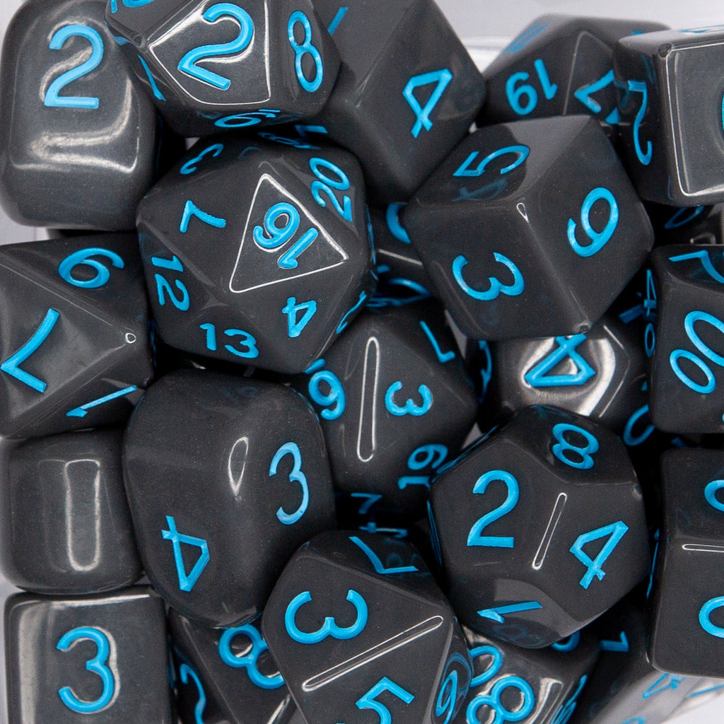 Dice opaque gray w/ lt blue cluster