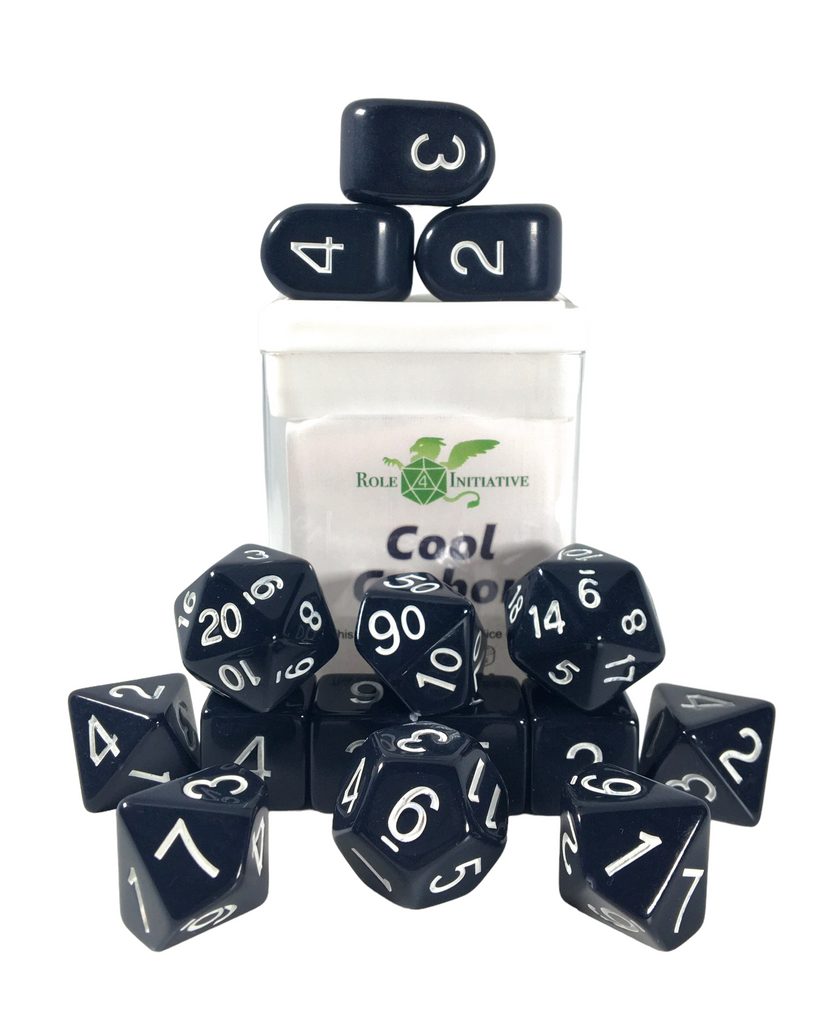 Opaque Cool Carbon w/ White Ink - Set of 15 Dice