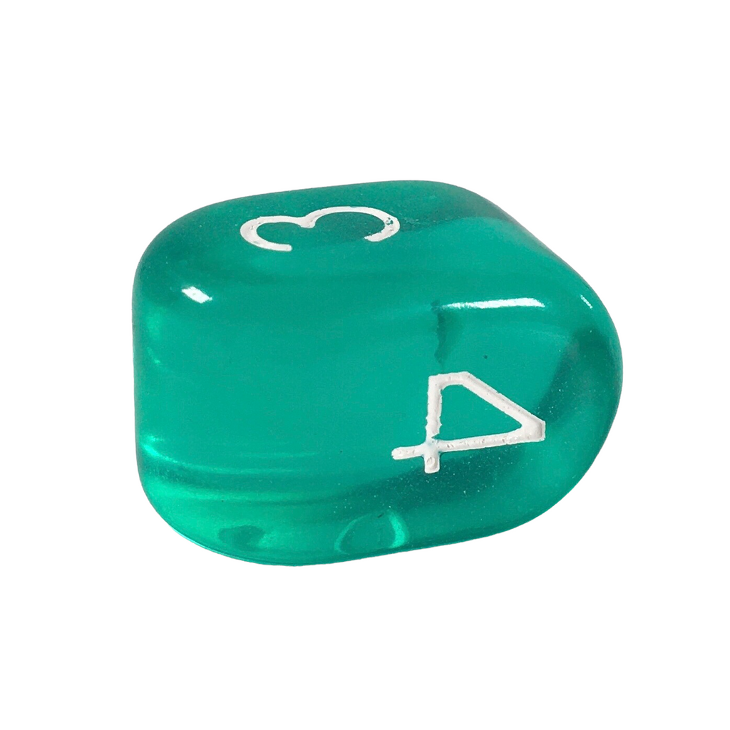 Dice - This modern d4 in Translucent Yellow w/ White is optimized for best visibility with numbers on top. The Arch'd4 is easy to pick up and roll too!.