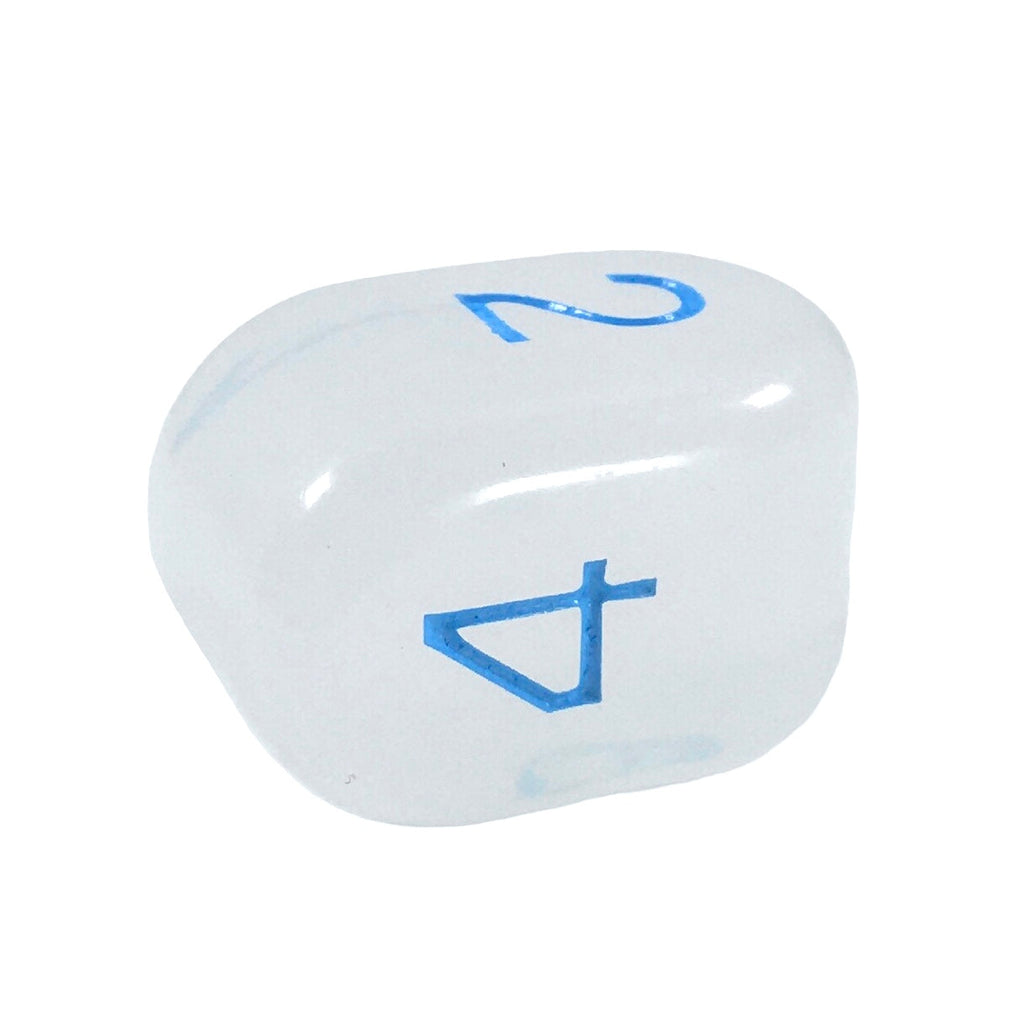 Dice - This modern d4 in Translucent Neon Orange w/ White Ink is optimized for best visibility with numbers on top. The Arch'd4 is easy to pick up and roll too!.