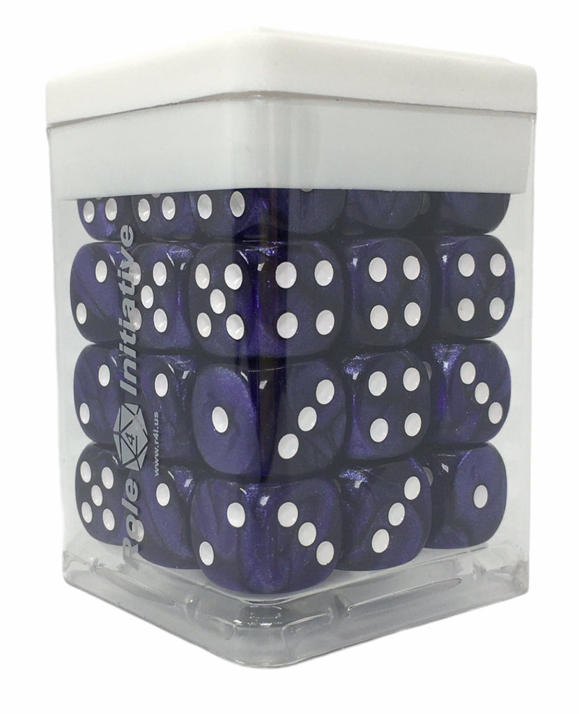 Marble Purple Dice - Set of 12d6 pips 18mm