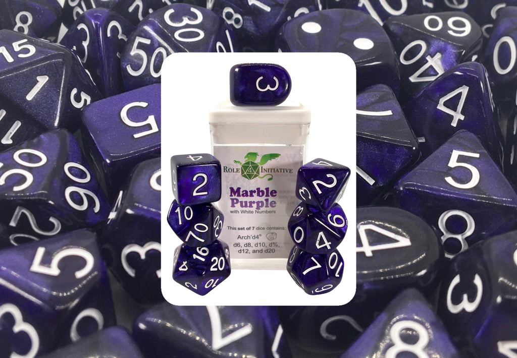 Marble Purple Dice - Set of 7 w/ Arch'd4