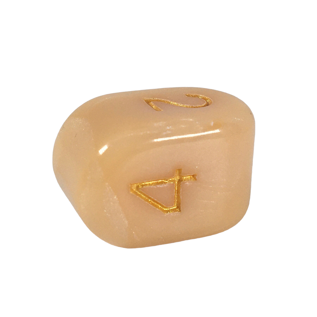 Dice - This modern d4 in Marble Caramel is optimized for best visibility with numbers on top. The Arch'd4 is easy to pick up and roll too!.