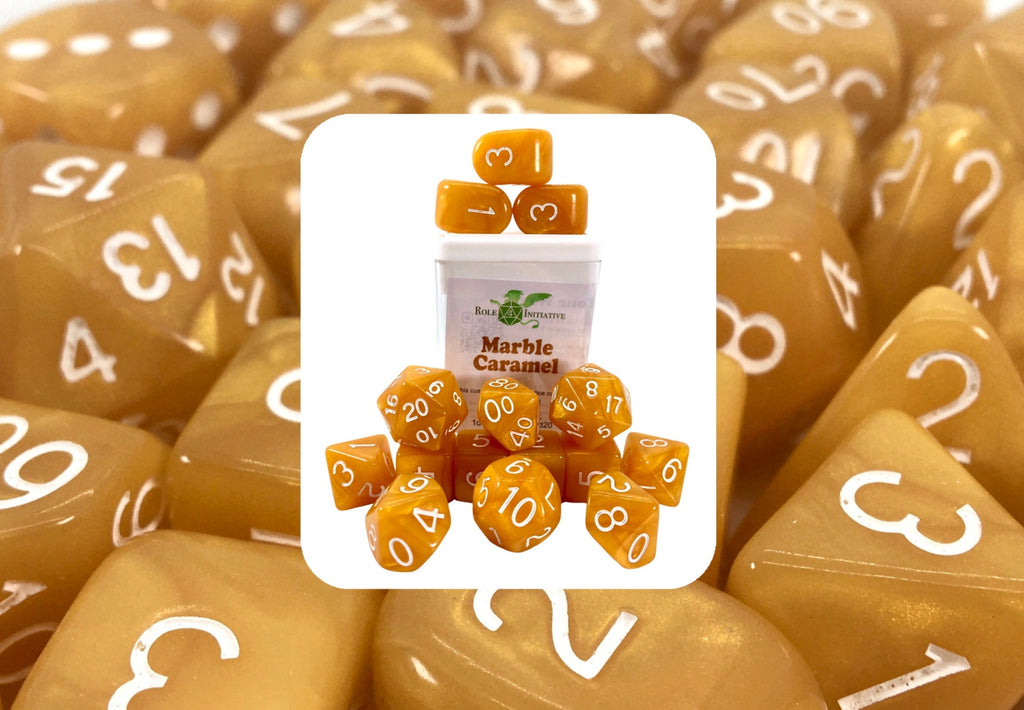 Marble Caramel Dice - Set of 15 w/ Arch'd4