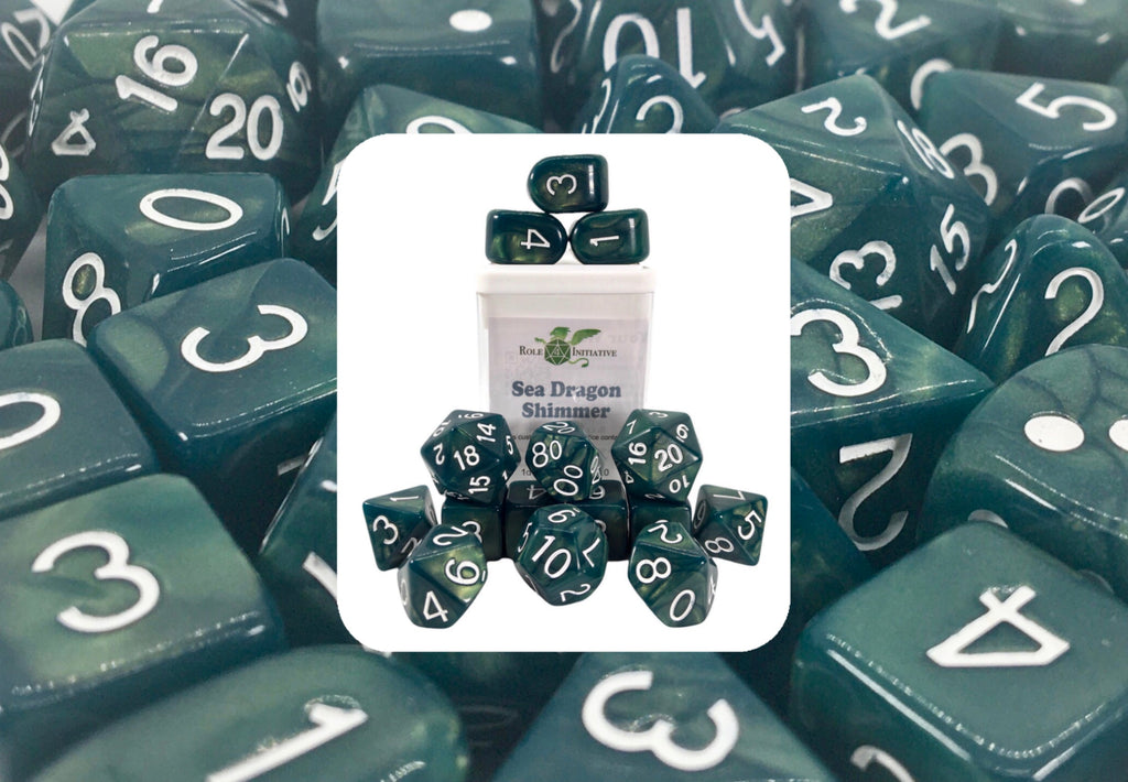 Sea Dragon Shimmer Dice - Set of 36d6 pips 14mm