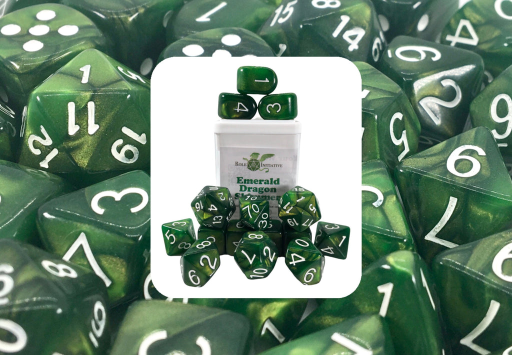 Emerald Dragon Shimmer Dice - Set of 36d6 pips 14mm 