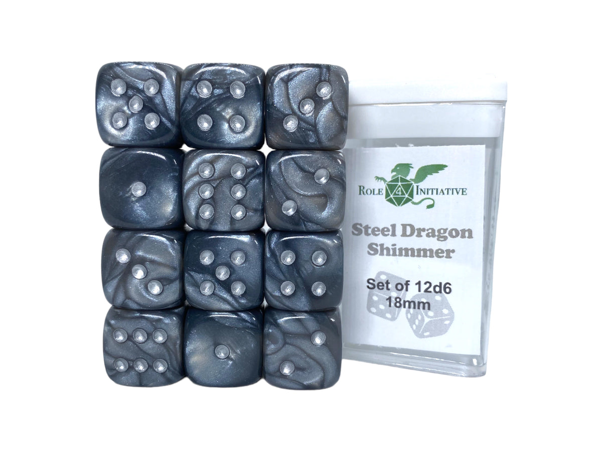 Emerald Dragon Shimmer Dice - Set of 12d6 pips 18mm
