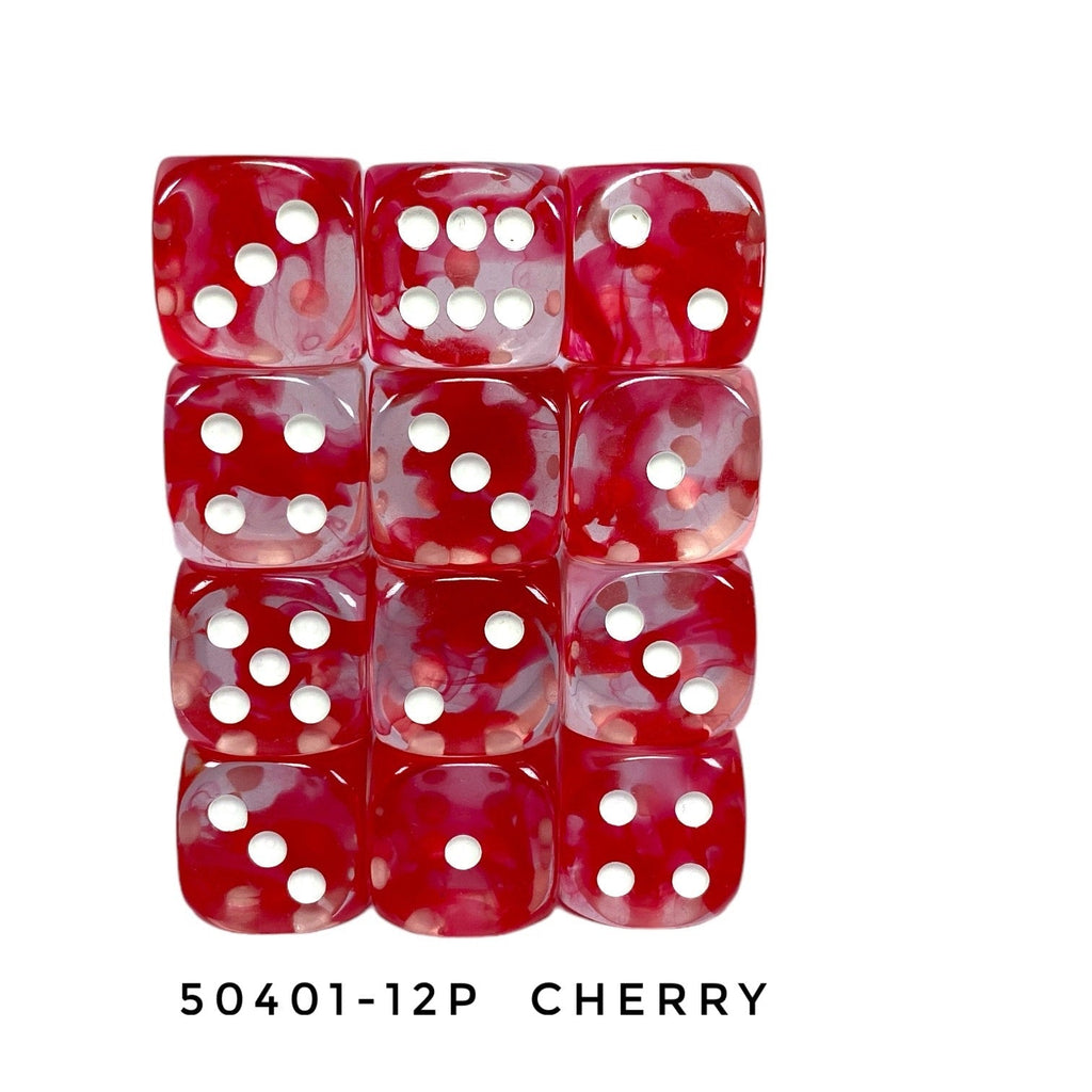 Diffusion Cherry - Set of 12d6 pips 18mm Dice