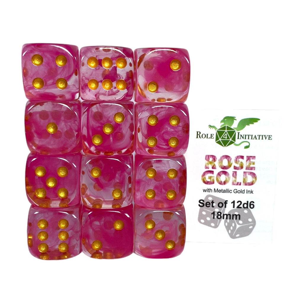 Diffusion Rose Gold - Set of 12d6 pips 18mm Dice