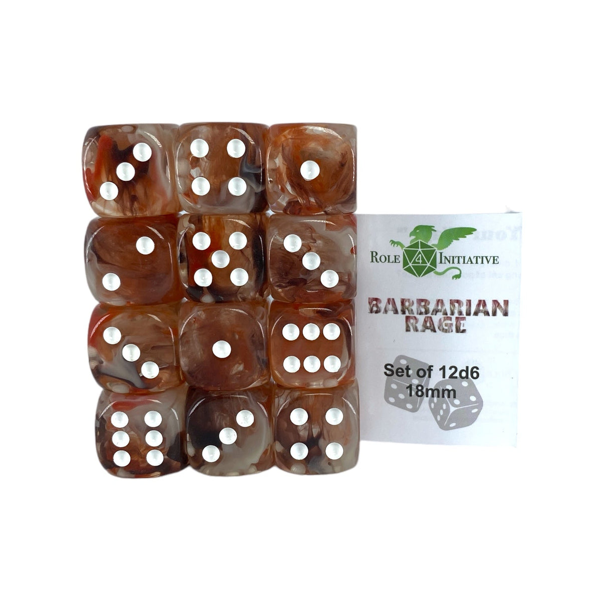 Diffusion Barbarian Rage - Set of 12d6 pips 18mm w/ all pips
