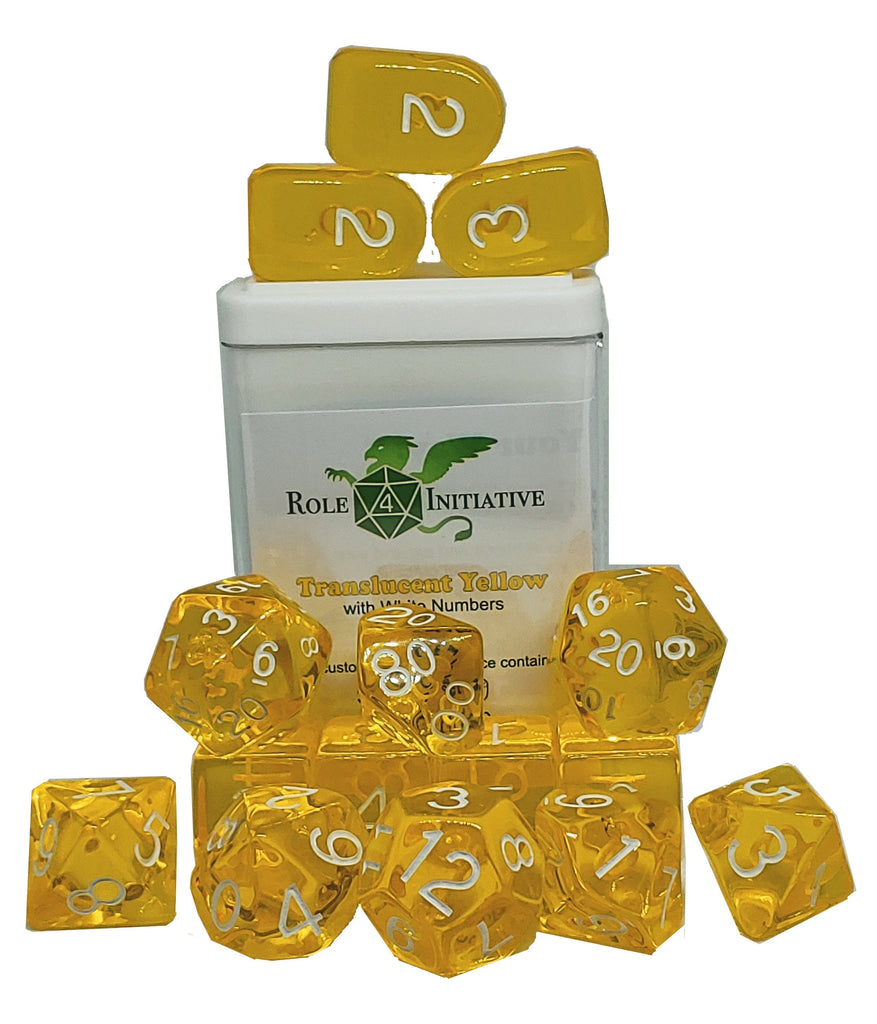 Translucent Yellow w/ White - Set of 15 Dice