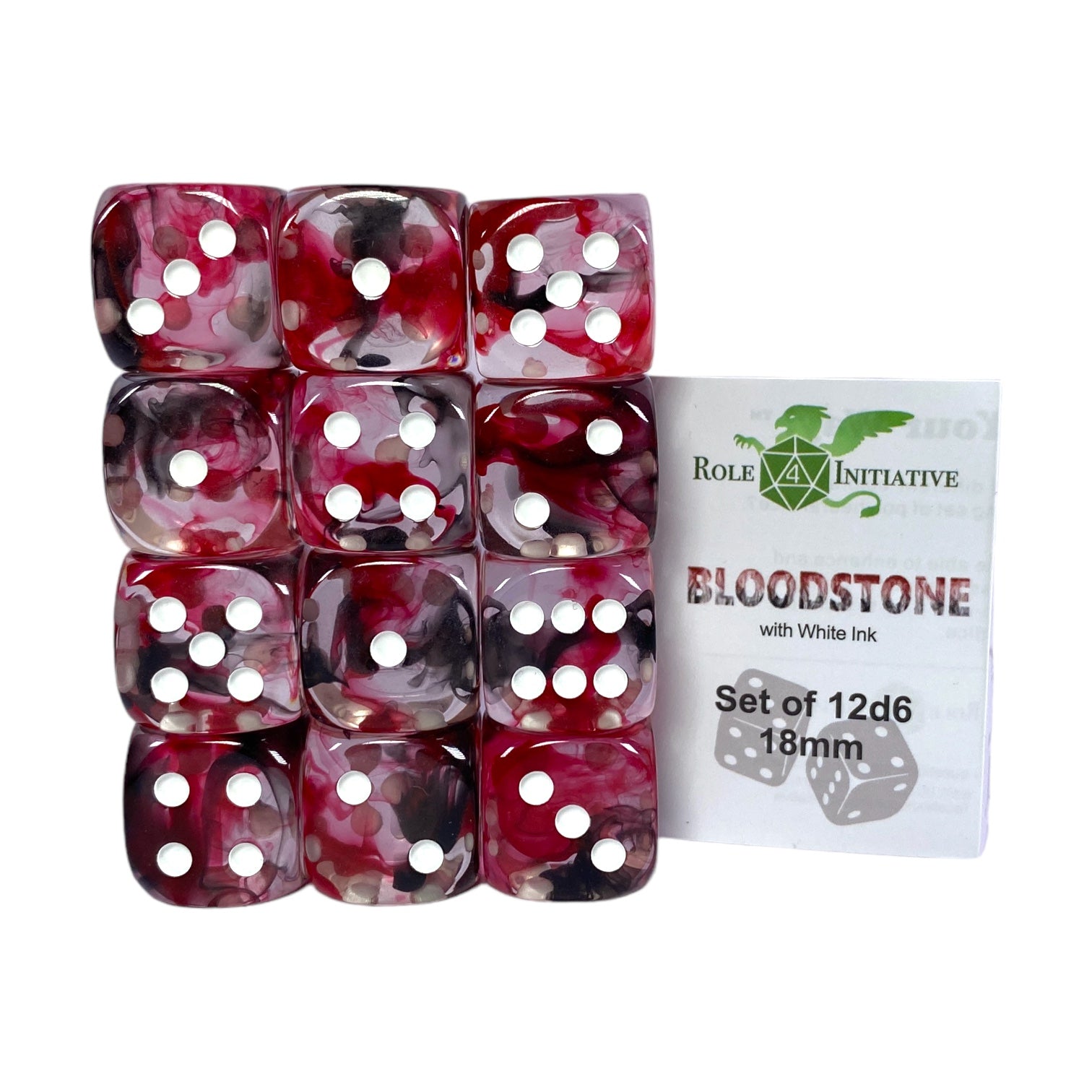 Diffusion Bloodstone - Set of 12d6 pips 18mm Dice