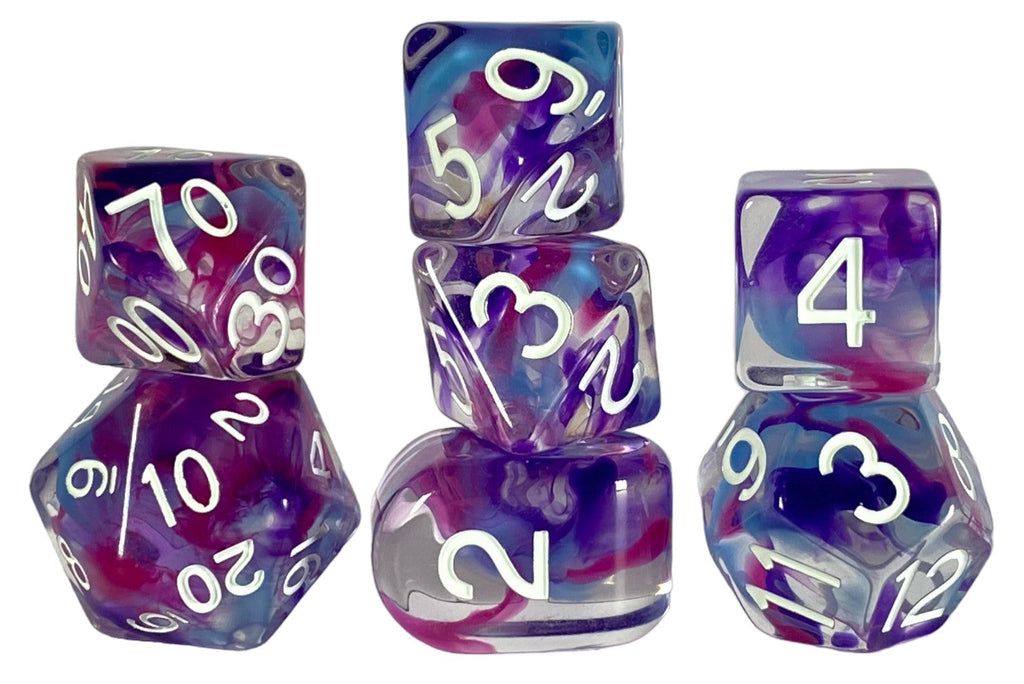 dice set of 7 w/ symbol