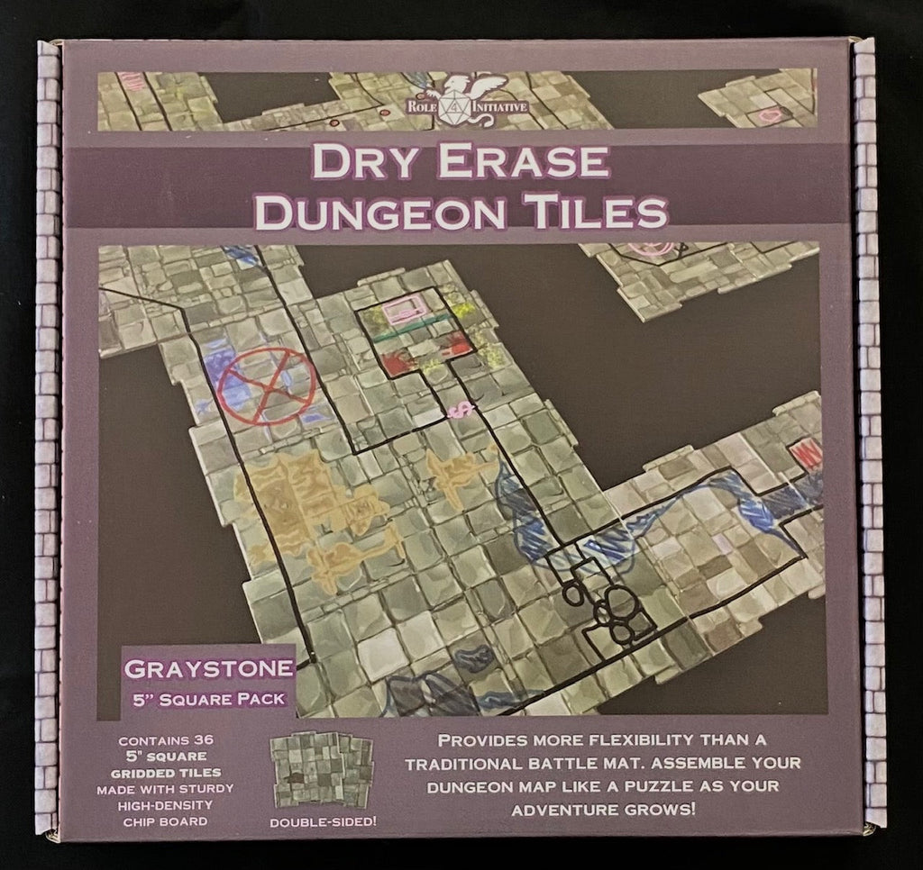Dry Erase Dungeon Tiles Graystone pack of 5 10 inch and 16 5 inch square tiles