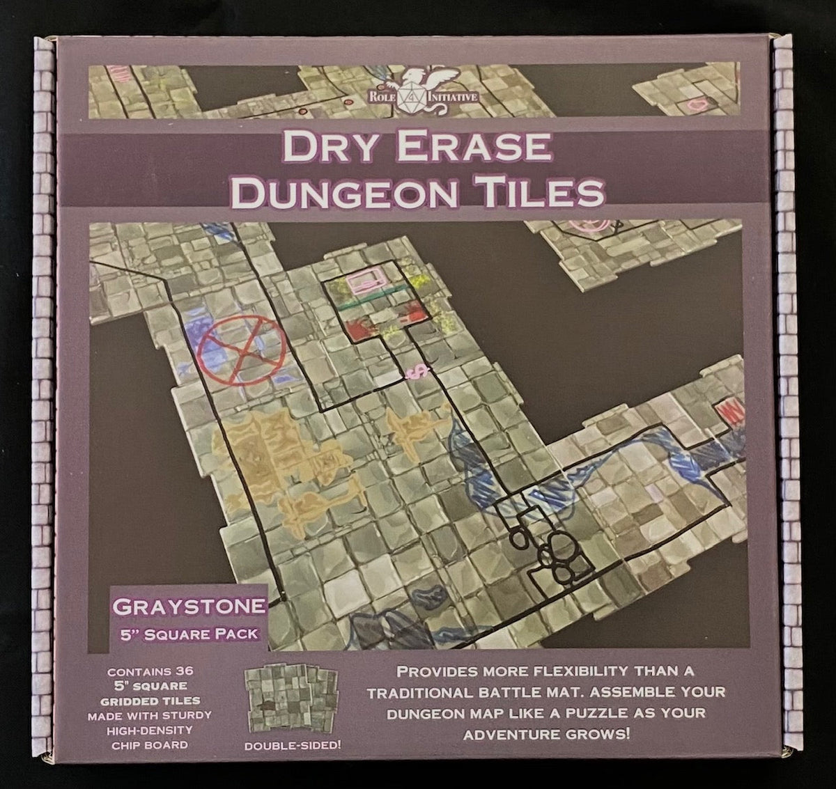 Dry Erase Dungeon Tiles Graystone pack of 5 10 inch and 16 5 inch square tiles Role 4 Initiative