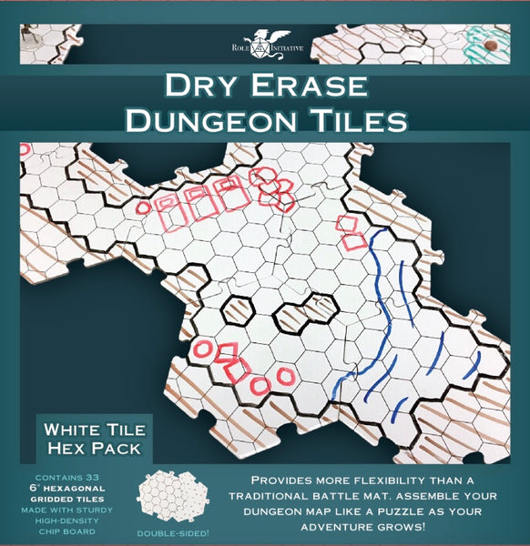 Dry Erase Dungeon Tiles, various colors, shapes, and sizes