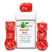 Opaque Red w/ White Ink - Set of 7 Dice