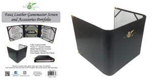 Three-panel faux leather DM screen / accessories folder w/ R4I logo