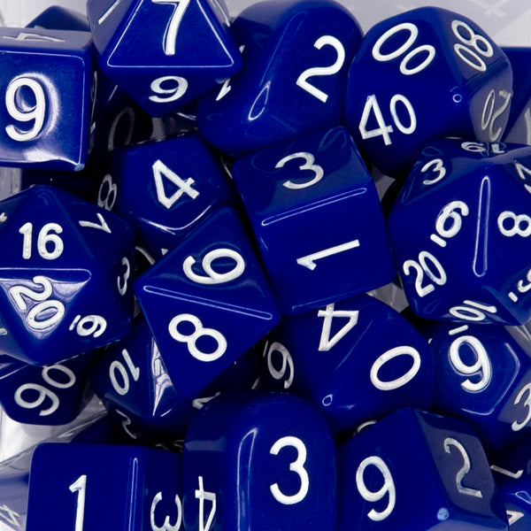 Dice Opaque Dark Blue w/ White Ink - Sets  Singles Set of 7 w/ Arch'd4 in box