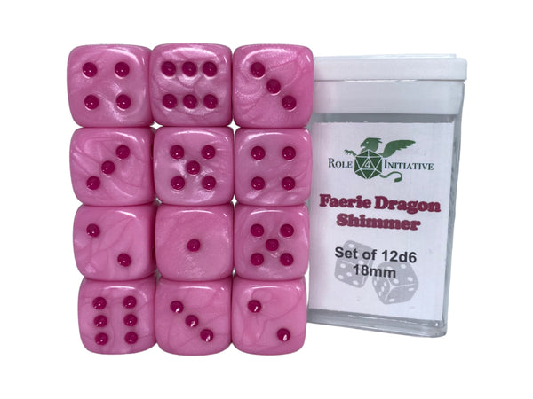 Set of 12d6 18mm w/ pips Faerie Dragon Shimmer