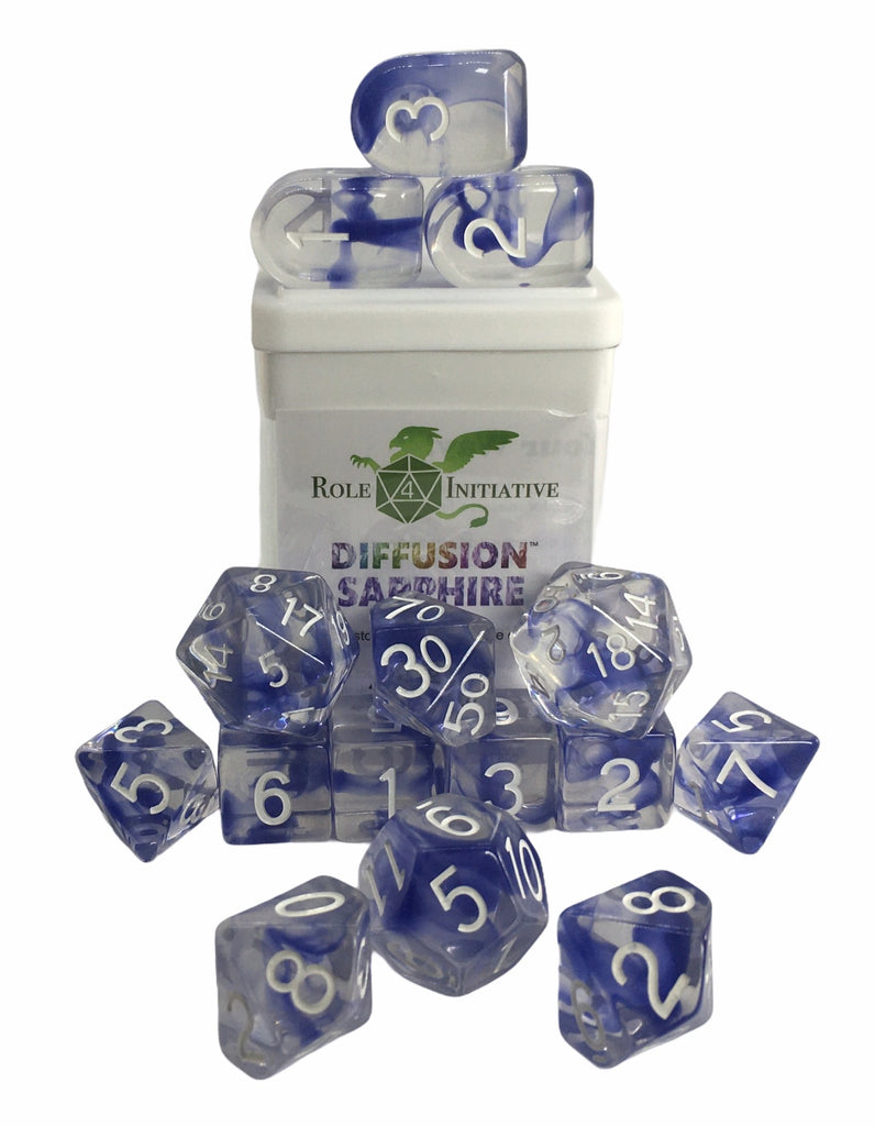  Dice | Set of 15 | Diffusion Sapphire with Arch'd4
