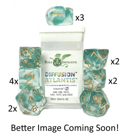 Dice Set of 15 Dice: Diffusion Atlantis w/ Arch'd4 Default Title