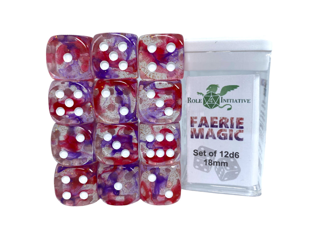 Set of 12d6 18mm w/ pips Diffusion Faerie Magic