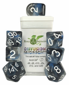 Dice Diffusion Midnight - Sets  Singles Set of 7 w/ Arch'd4 in box