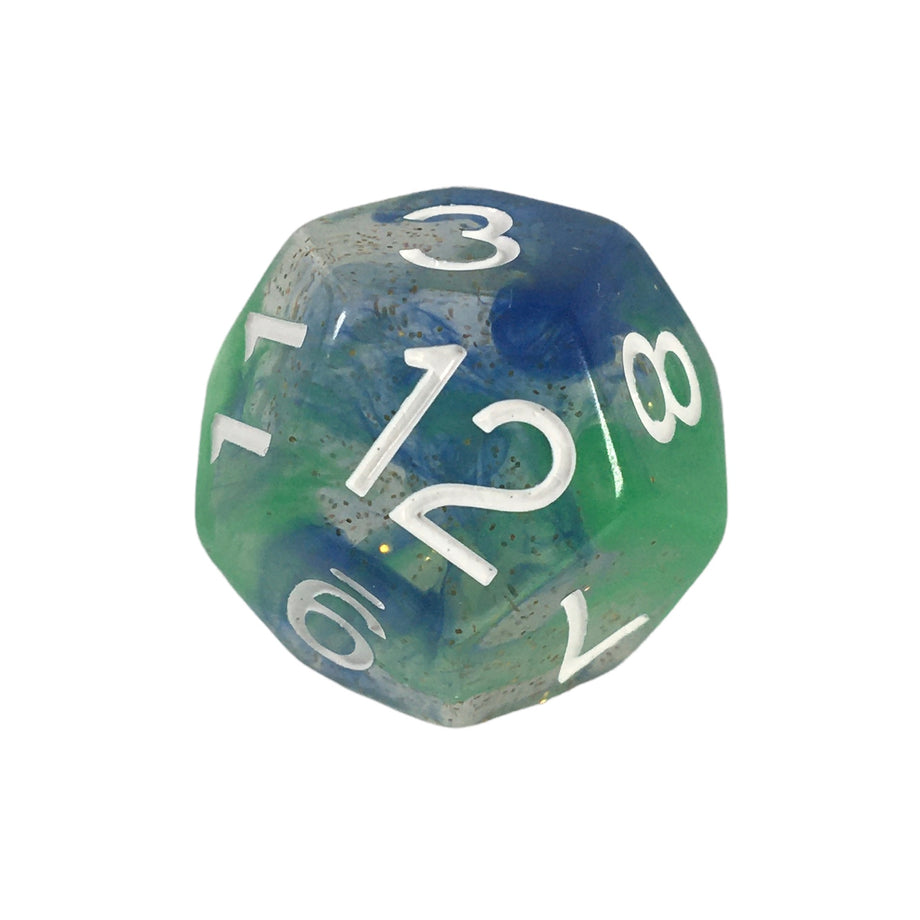True Seeing NEW STYLE 7 Pc Tri-color Shimmering Glitter Dice Acrylic  Blue/red/gray Dice Set White or Gold Ink D&D, Ttrpgs 