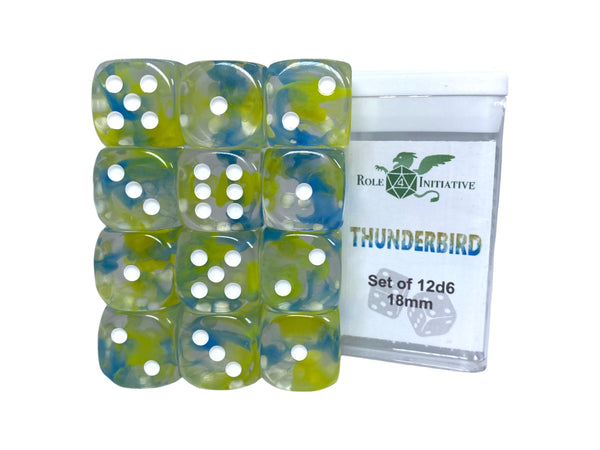 Set of 12d6 18mm w/ pips Diffusion Thunderbird