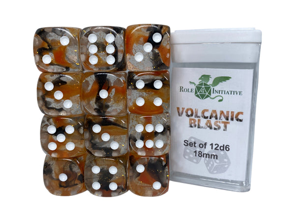 Set of 12d6 18mm w/ pips Diffusion Volcanic Blast
