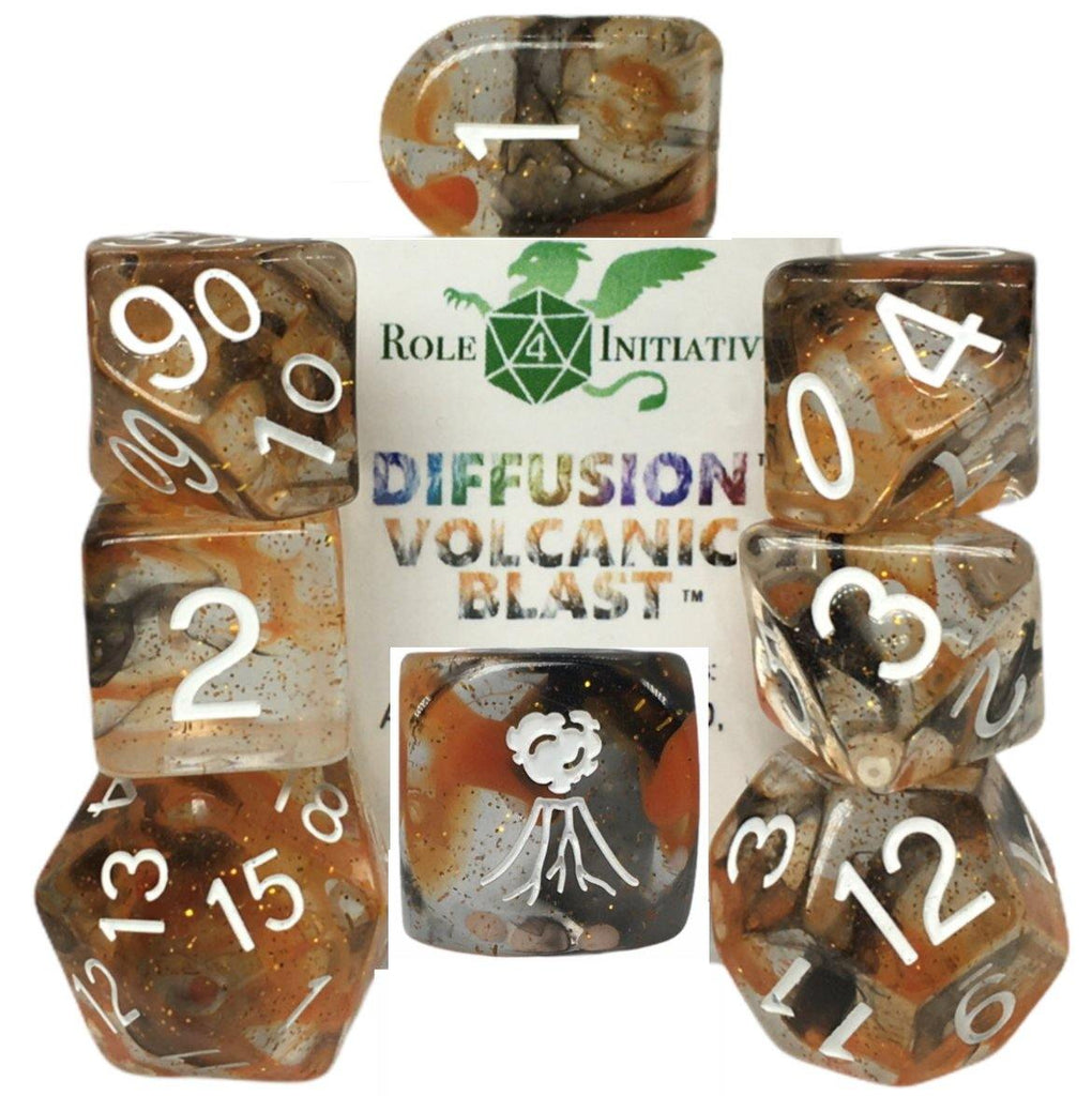 Dice Diffusion Volcanic Blast - Sets  Singles Set of 7 w/ Arch'd4 in box