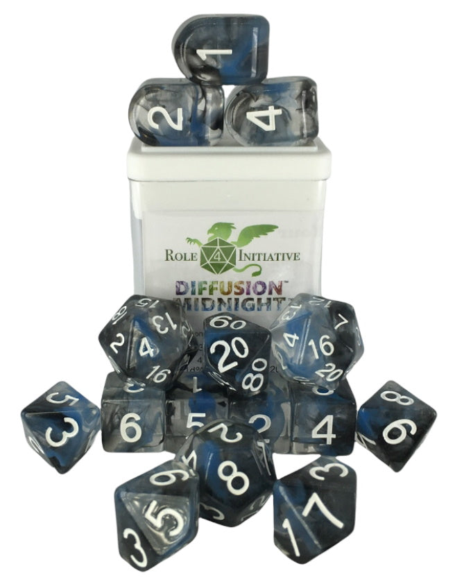 Diffusion Midnight Set of 15 dice