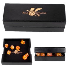 Luxury Faux Leather Dice Box Rolling Tray with character class symbols