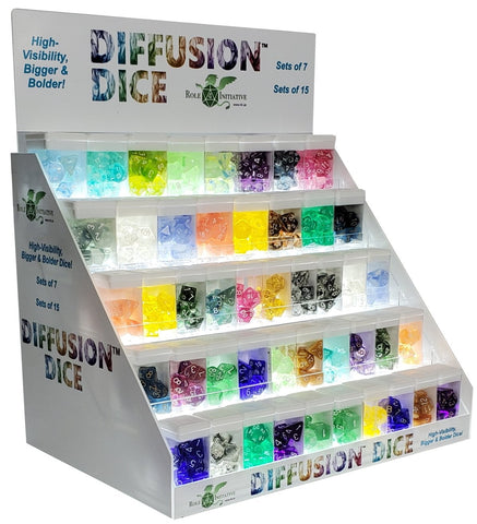 Dice Dice Bundle in assorted colors,  w/ optional light-up display Sets w/ traditional d4
