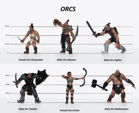 Orcs Party of 6 - Set A - 28mm Plastic Minis - Role 4 Initiative 