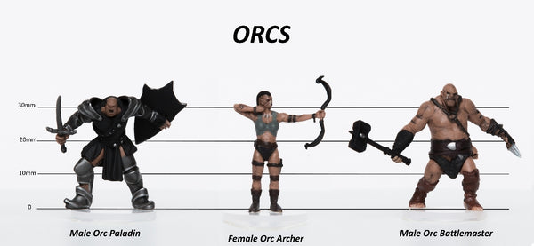 Orcs Group of 3 - Set B - Archer, Paladin, Battlemaster - 28mm Plastic Minis - Role 4 Initiative 